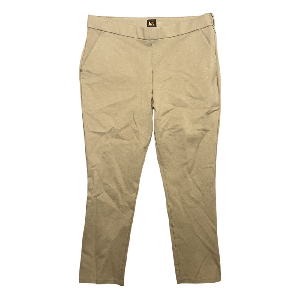 Lee Women's Size 8 Medium Khaki Pull On Side Zip Stretch Ankle Pants Career